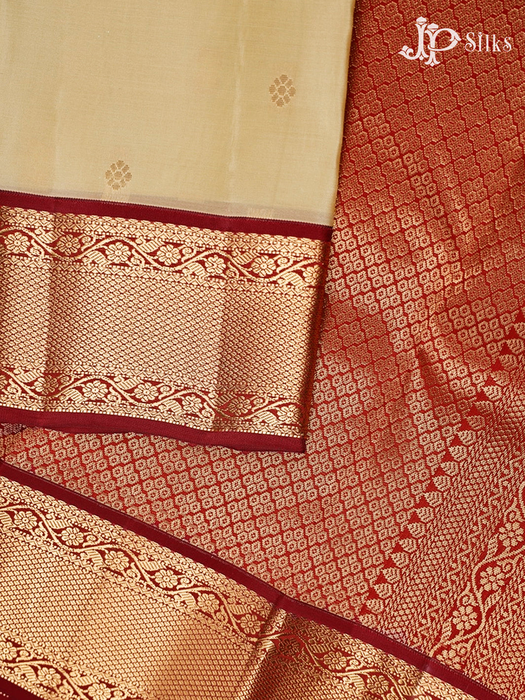 Beige And Maroon Pure Silk Mixed Saree - G65