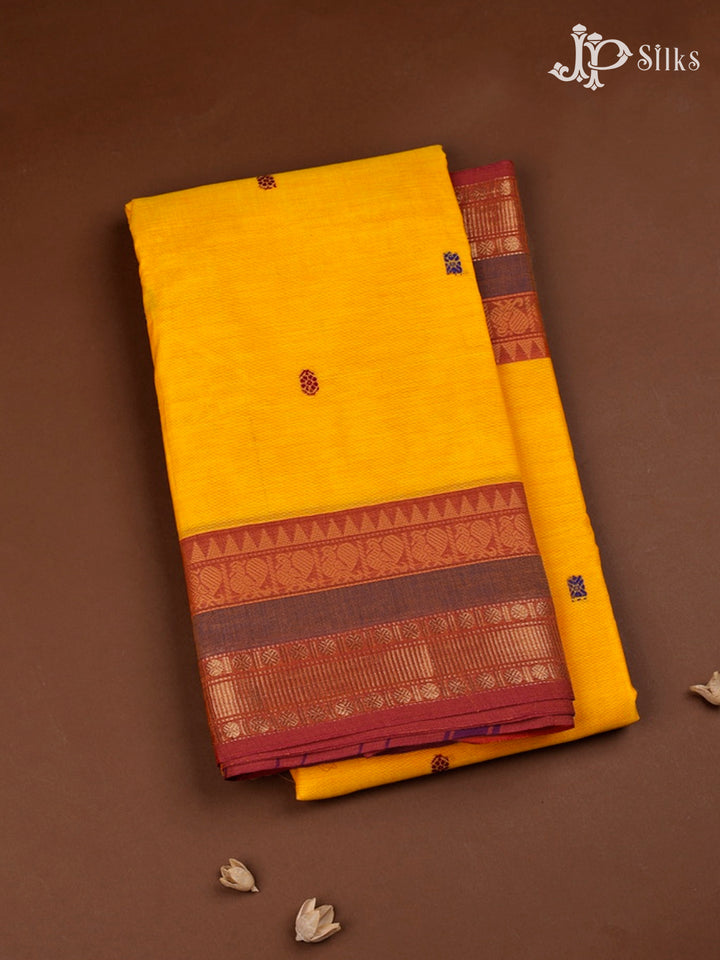 Dark Mango Colour Cotton Saree - G93