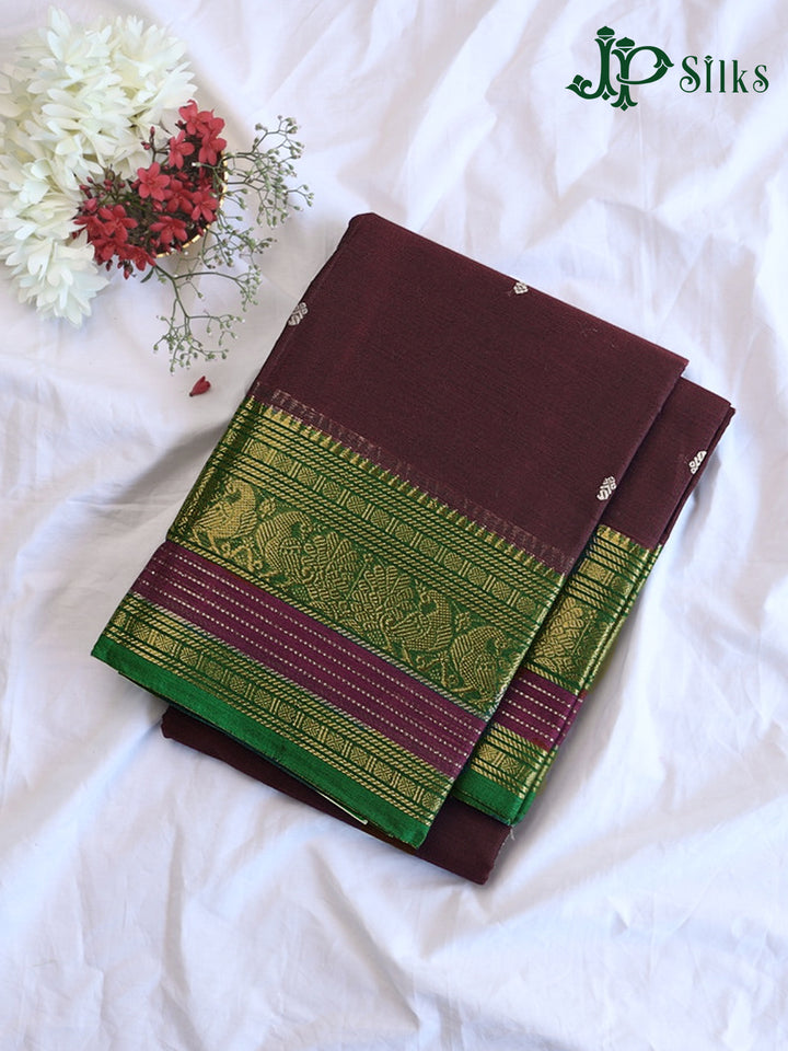 Dark Brown Theni Cotton Saree - G879
