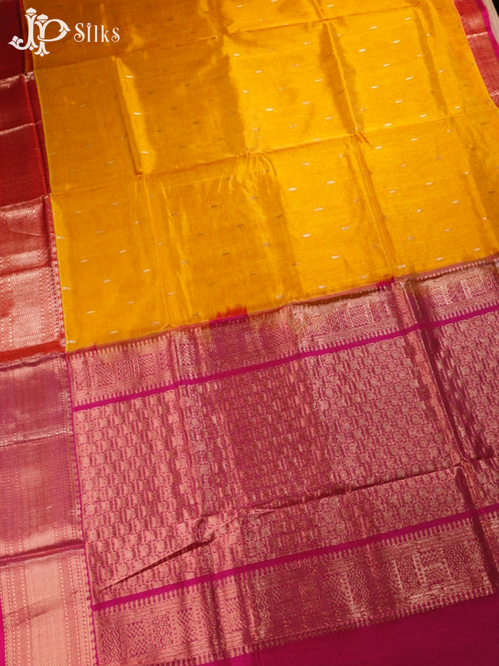 Yellow and Pink Silk Cotton Saree - F2662