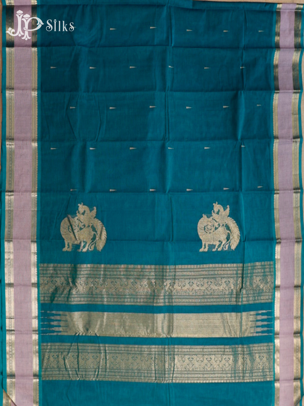 dark teal blue Kanchi Cotton Saree H28