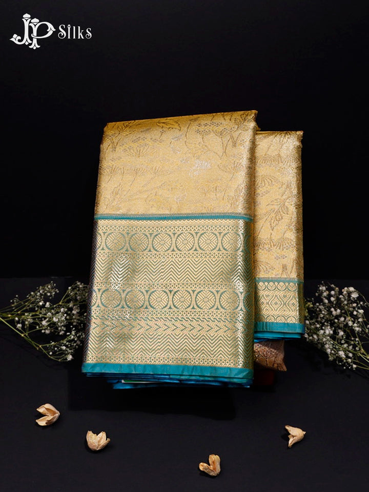 Sky Blue and Gold Art Silk Saree - G301