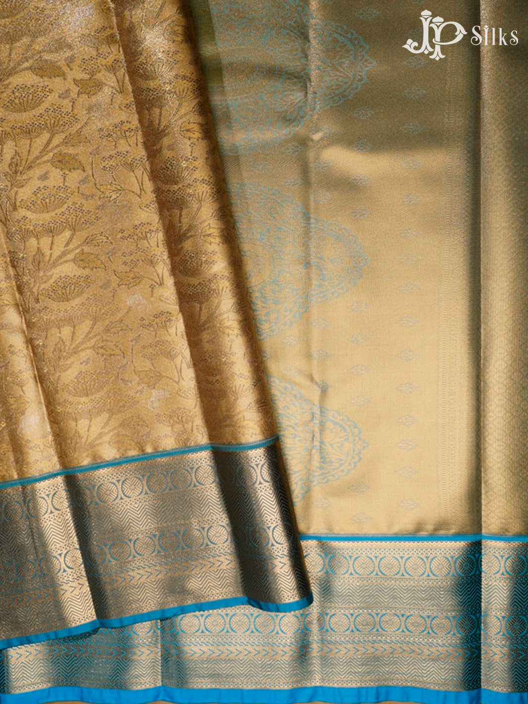 Sky Blue and Gold Art Silk Saree - G301