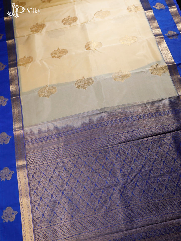 Sandal White and Blue Art Silk Saree - G315