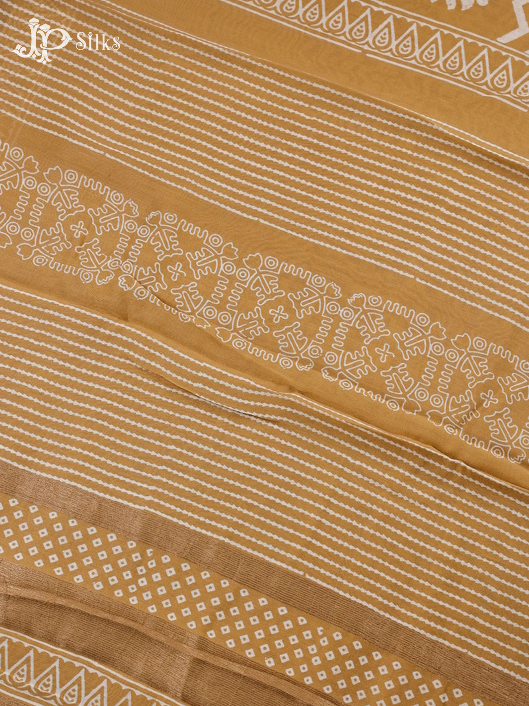 Mustard Yellow Semi Chanderi Saree - F2809