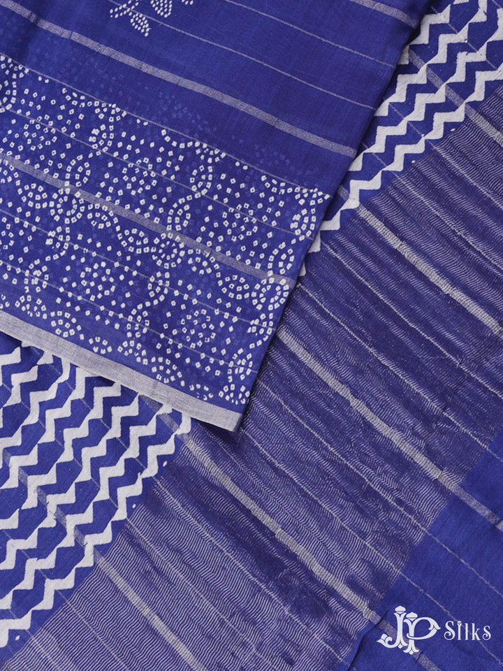 Blue Semi Chanderi Saree - F2804