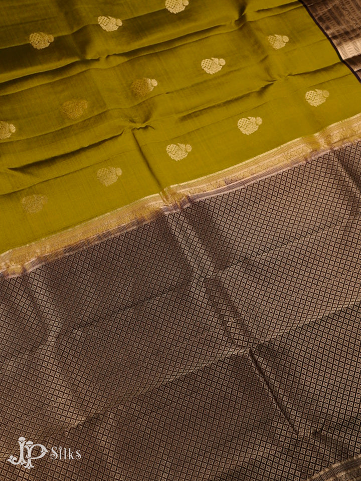 Mehendi Green And Coffee Brown Pure Silk Mixed Saree - G61