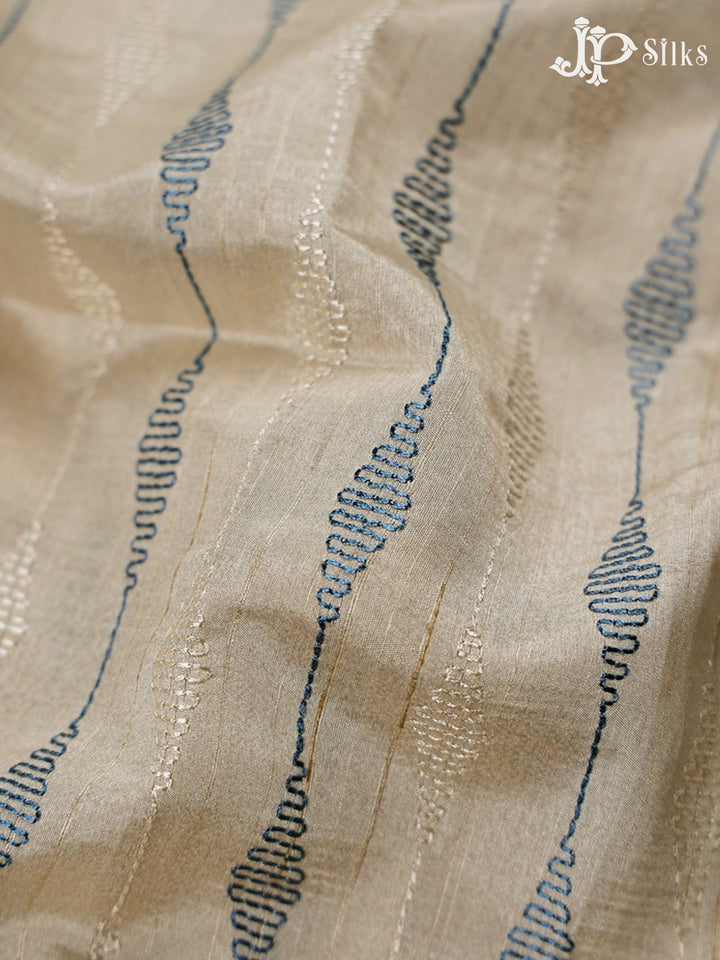 Off-White And Blue Semi Tussar Saree - G113