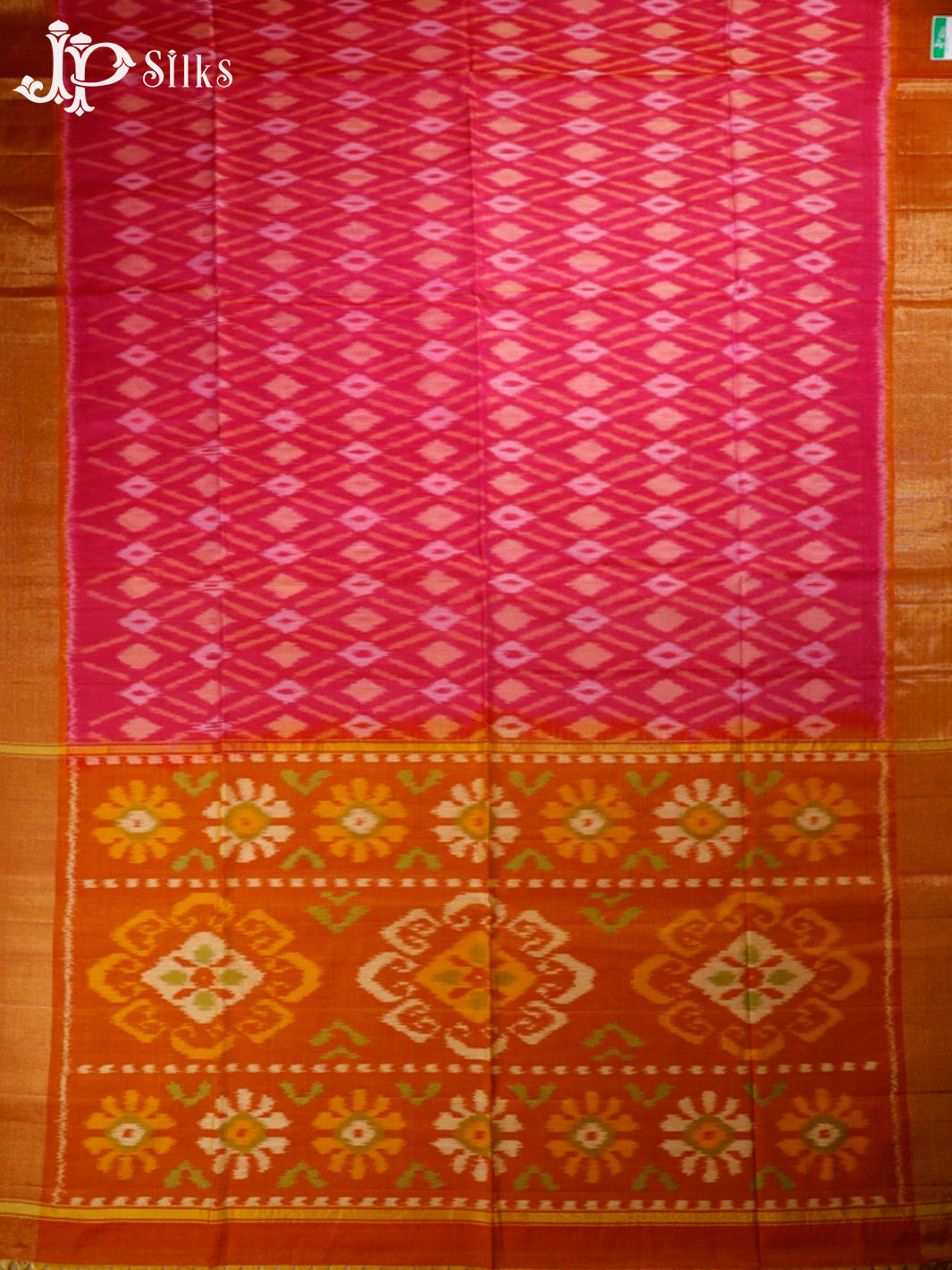 Pink and Mustard Kora Cotton Saree - G341