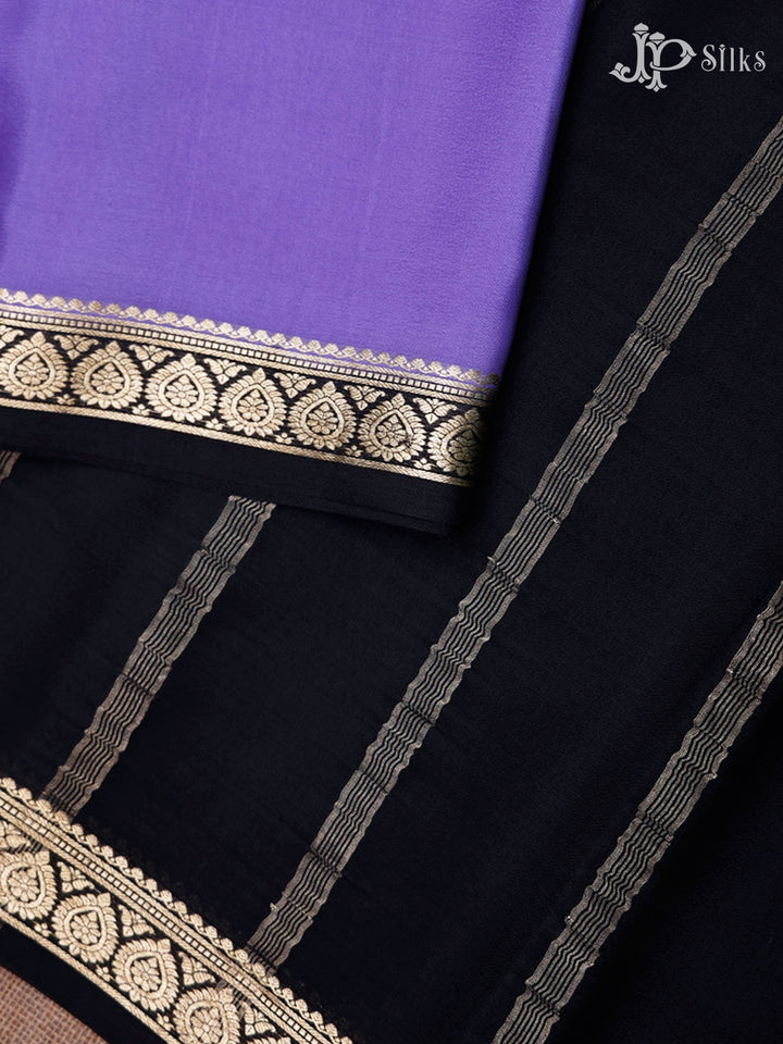 Dark Lavender And Black Mysore Silk Saree - F2457