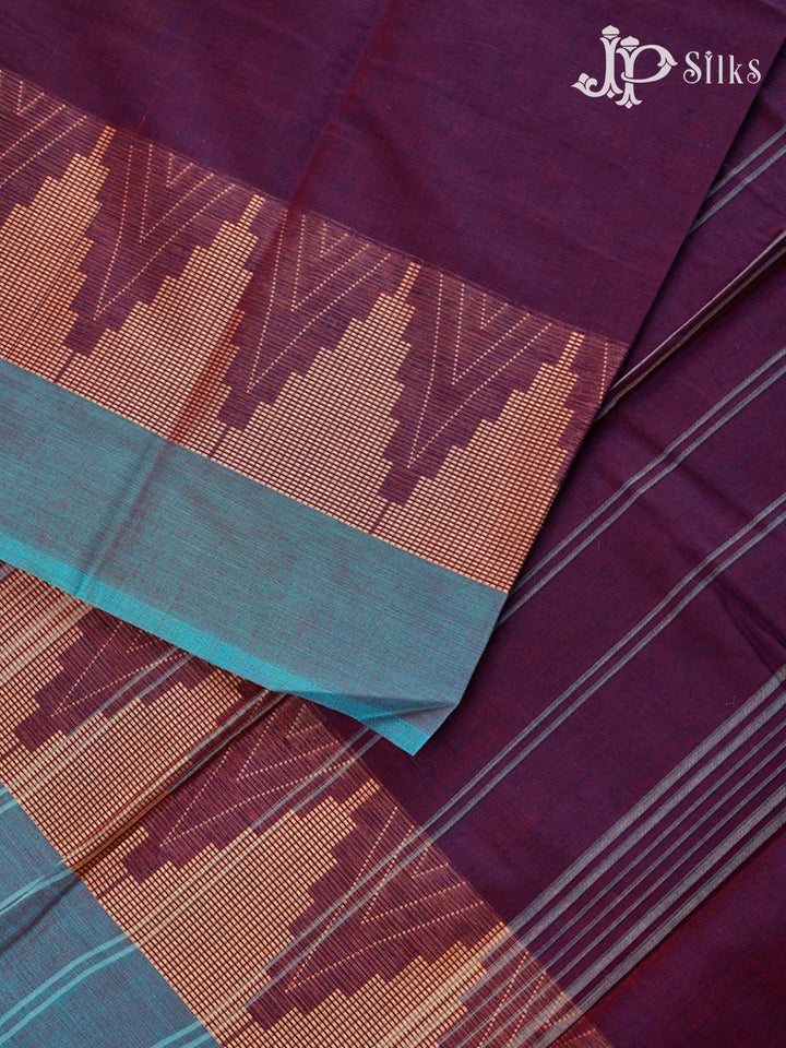 Grape Purple Chettinad Cotton Saree - F2724