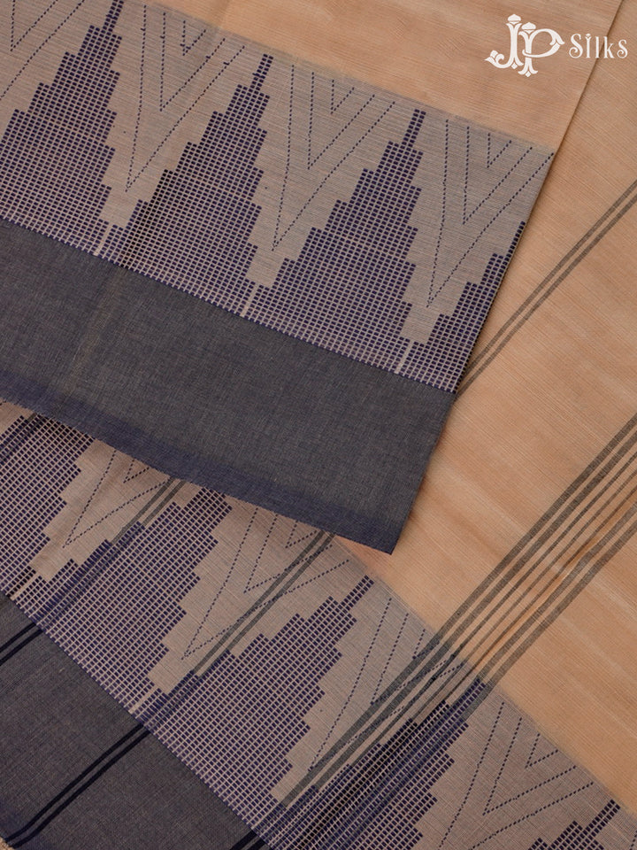 Beige Chettinad Cotton Saree - F2723
