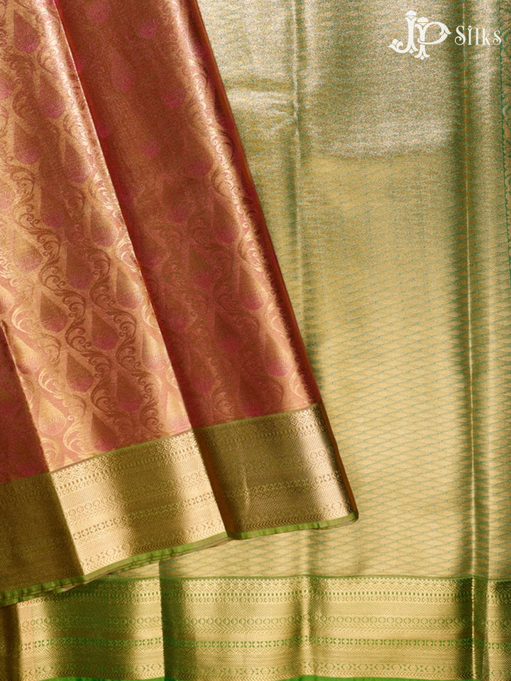 Pink and Light Green Art Silk Saree - G296