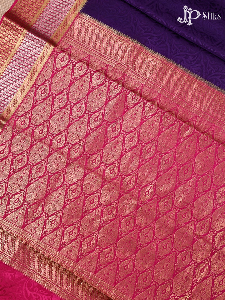 Dark Violet And Pink Mysore Silk Saree - D4760
