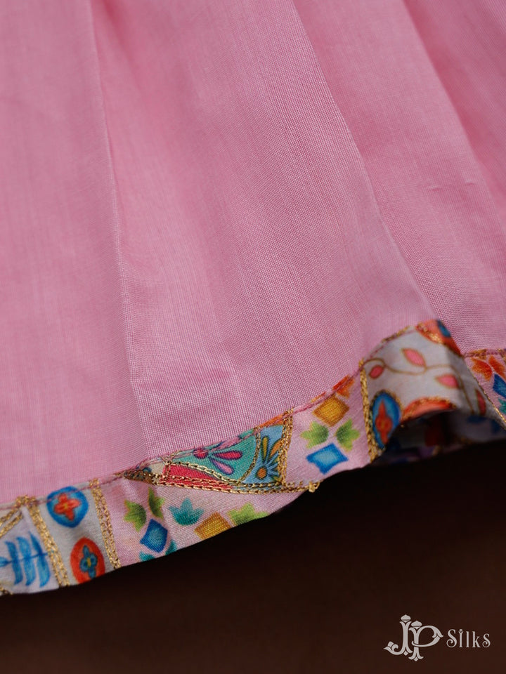 Baby Pink Raw Silk Kids Readymade Dress | 6 m - 12 m - F3532