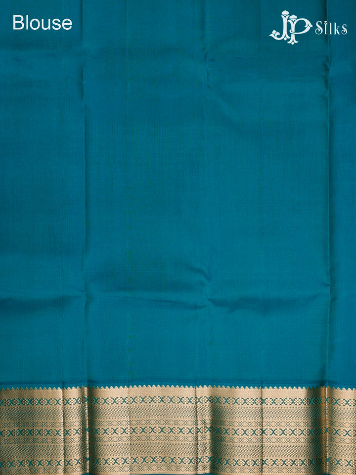 Ink Blue And Teal Blue Pure Silk Mixed Saree - G64