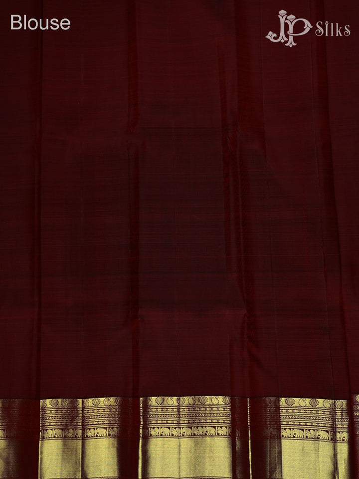 Dark maroon Kanchipuram Silk Saree - E4699 - View 7