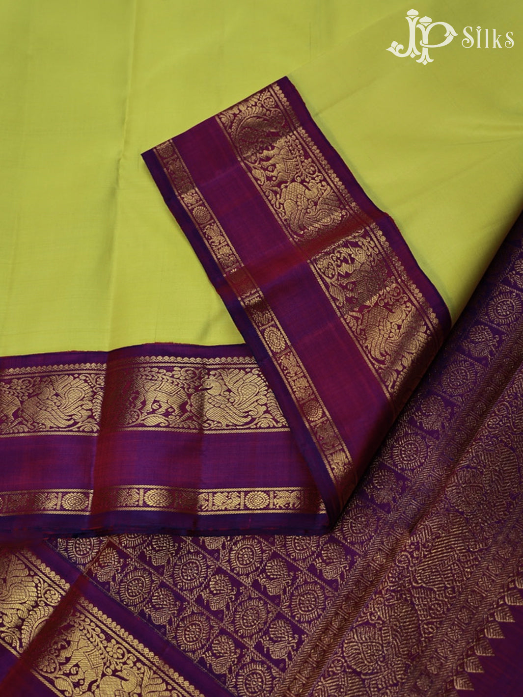  Neon Yellow with Dark Magenta Kanchipuram Silk Saree - F2348 - View 4