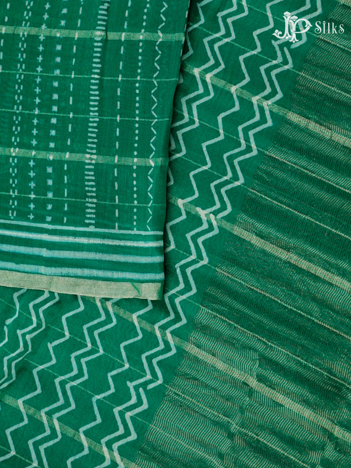 Green Semi Chanderi Saree - F2802