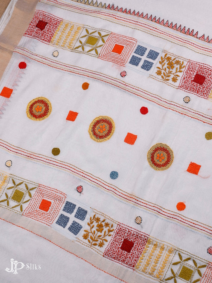 White Semi Tussar Saree - G26