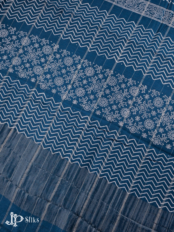 Teal Blue Semi Chanderi Saree - F2803