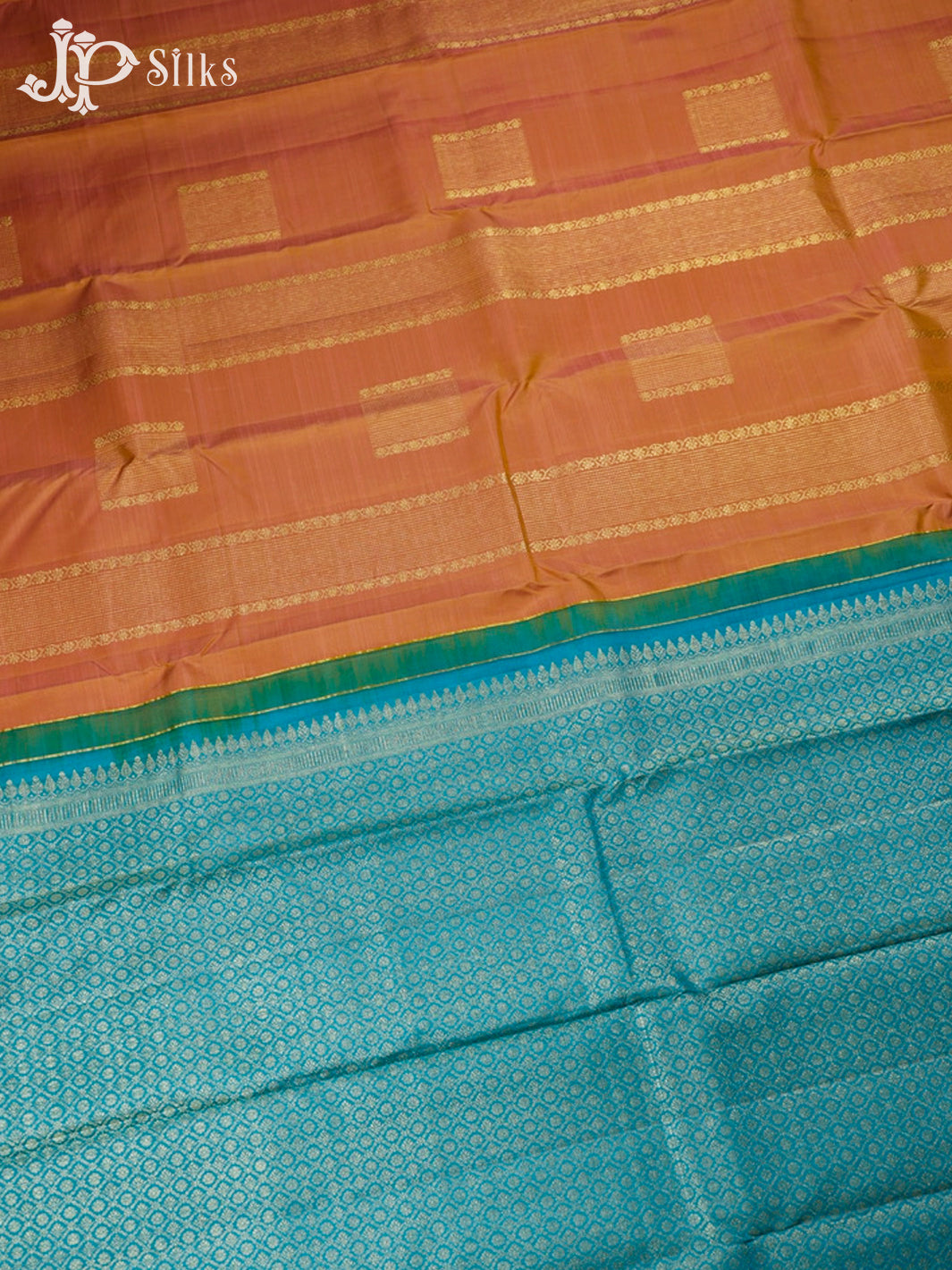 Dual shade Pink And Blue Kanchipuram Silk Saree - F434