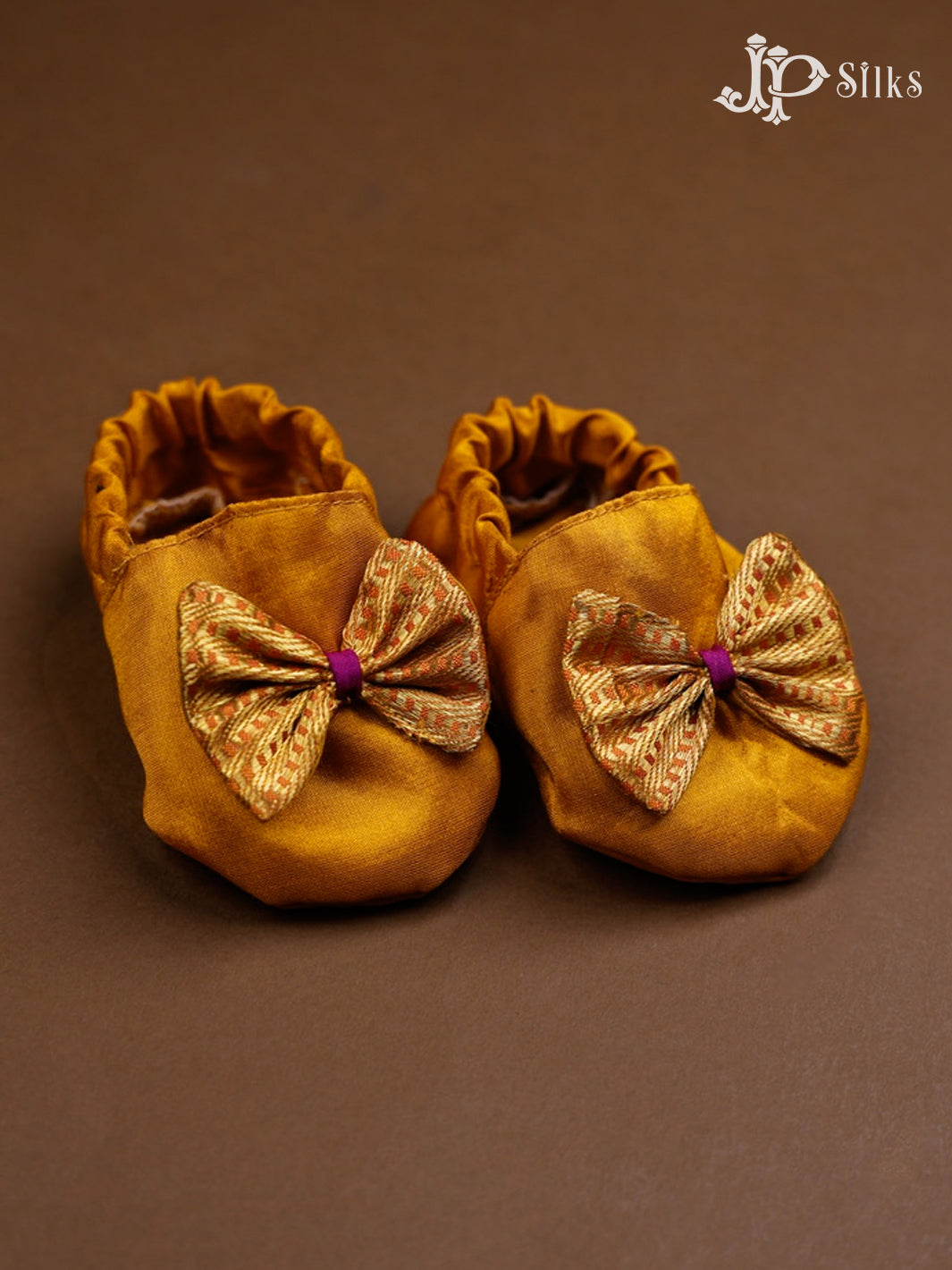 Mustard Yellow Pure Silk Kids Readymade Dress | 6 m - 12 m - F3534