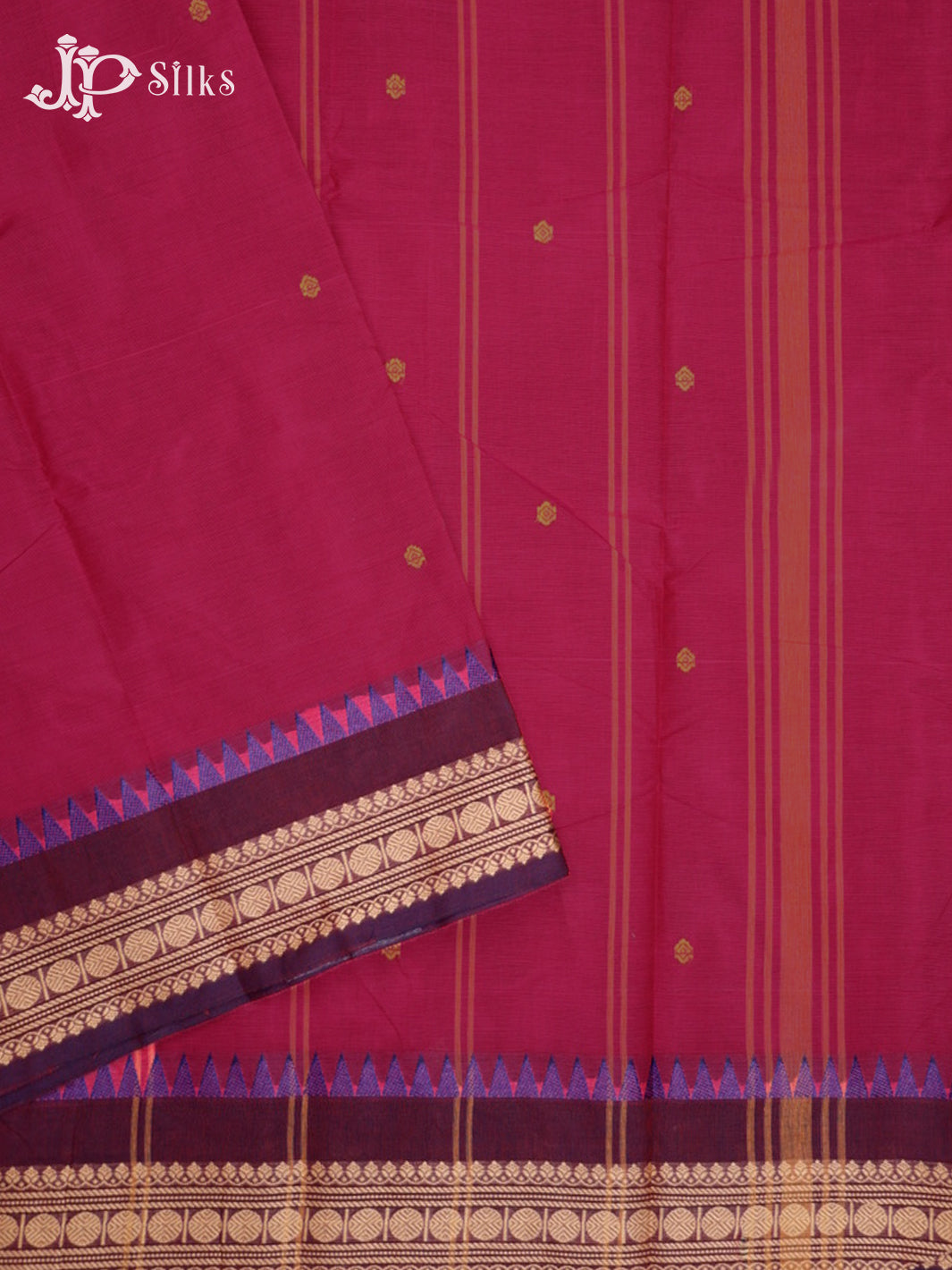 Dark Pink & Coffee Brown Theni Cotton Saree - G747