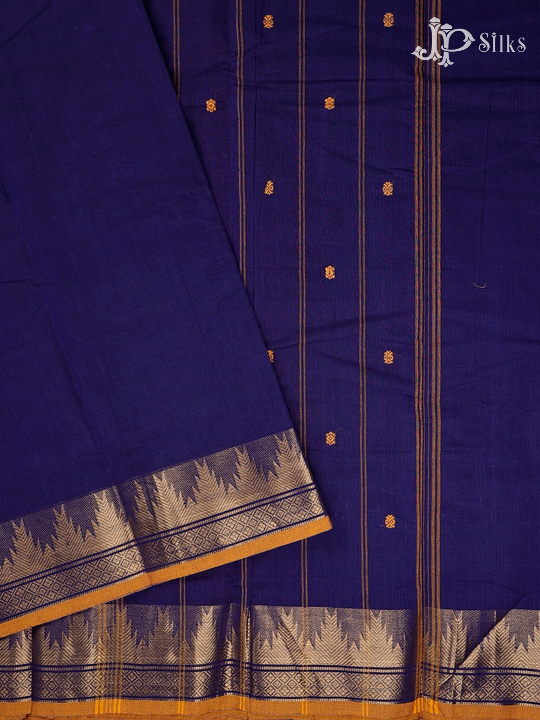 Blue And Mustard Theni Cotton Saree - G88