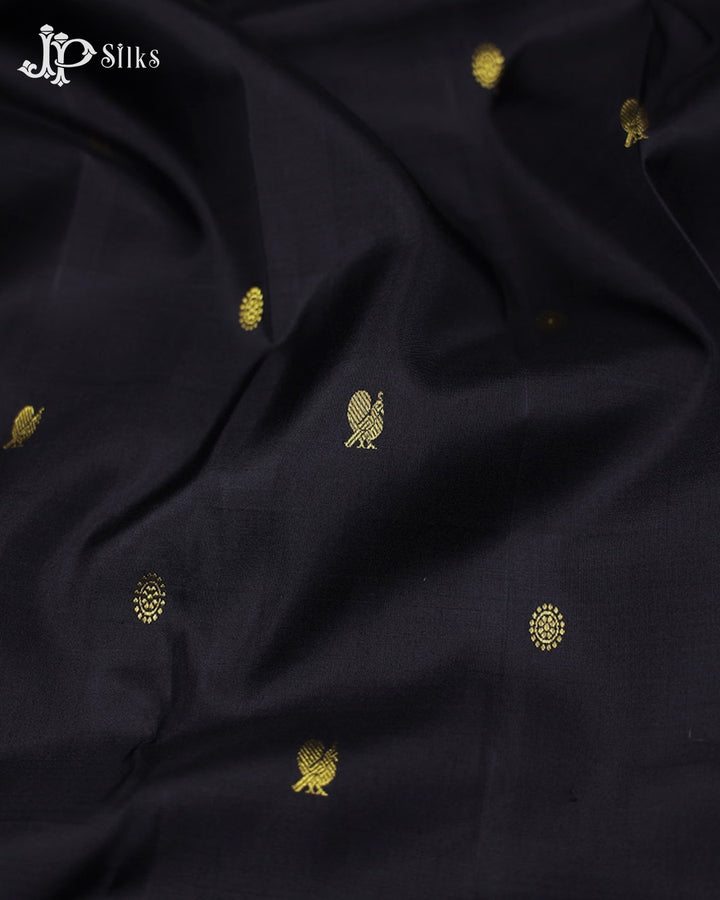 Black And Rama Blue Kanchipuram Silk Saree - A1091