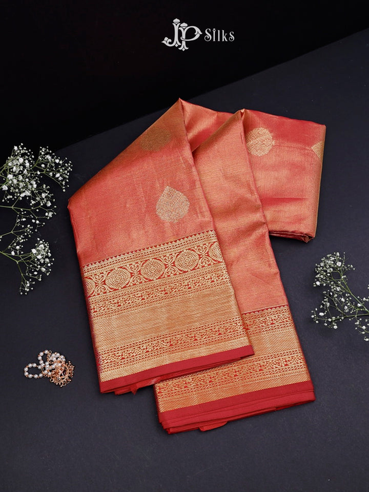 Red Kanchipuram Tissue Fancy Silk Saree - F3574