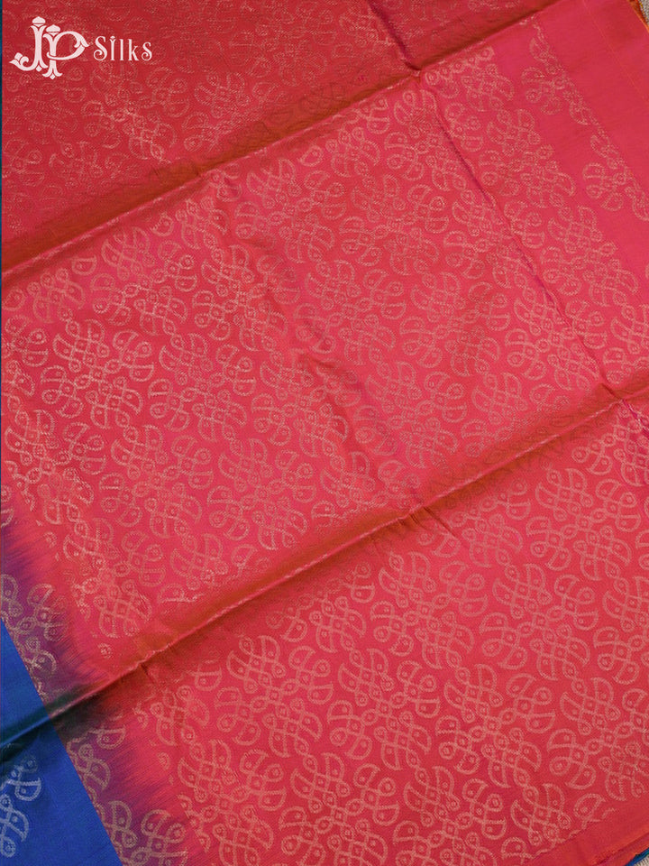 Mayil Kaluthu Blue & Pinkish Orange Soft Silk Saree - E4546-view5