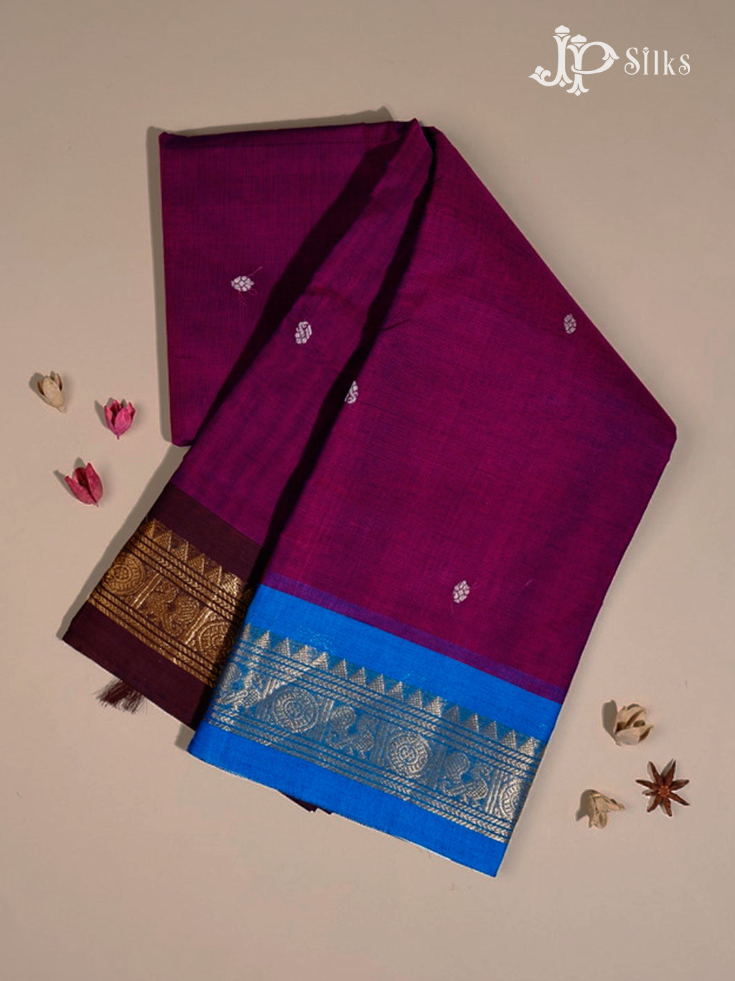 Royal Magenta Theni Cotton Saree - G742- view1