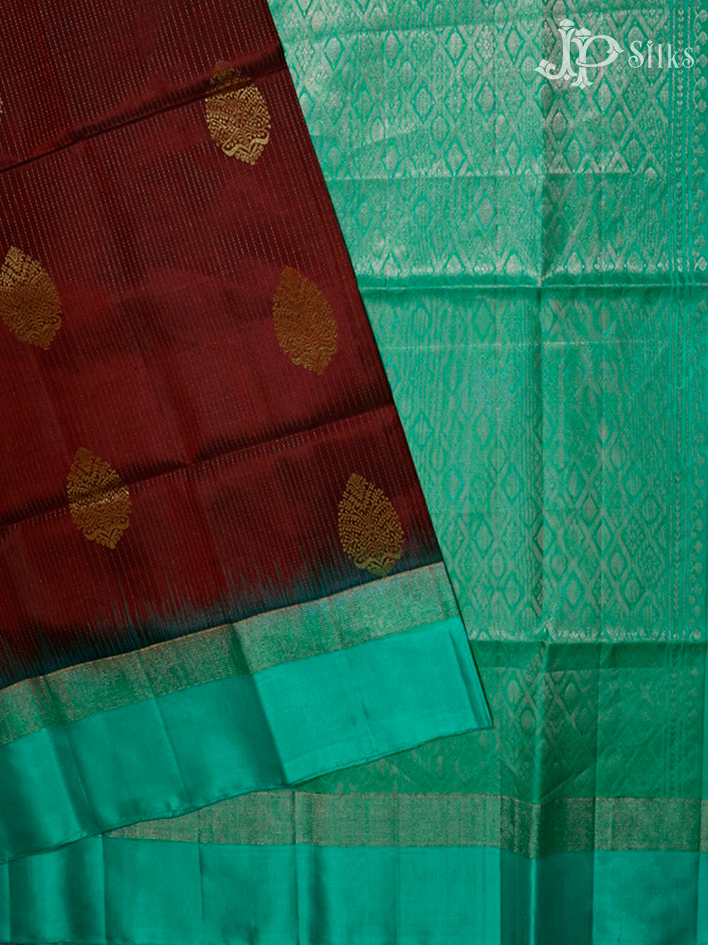 Maroon & Turquoise Soft Silk Saree - F2750-view2