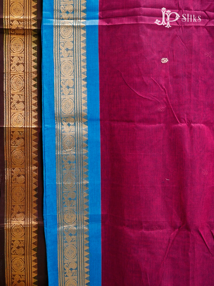 Royal Magenta Theni Cotton Saree - G742- view3