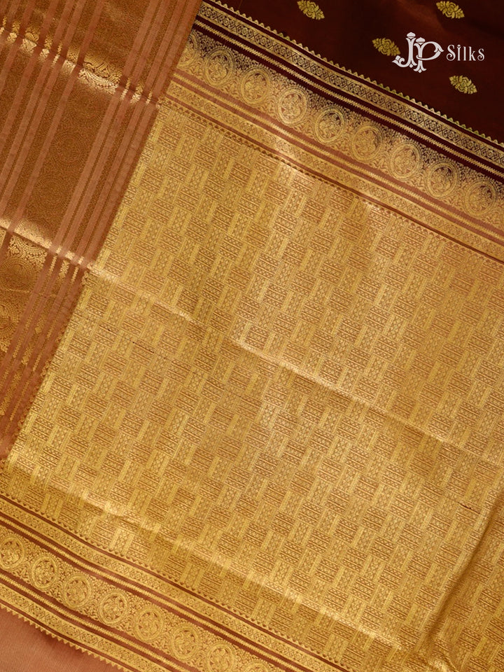 Maroon & Golden Mustard Pure Silk Mix Saree - G815-view-6