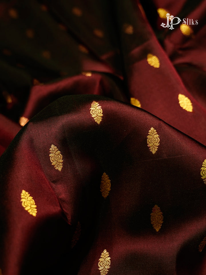 Maroon & Golden Mustard Pure Silk Mix Saree - G815-view-4