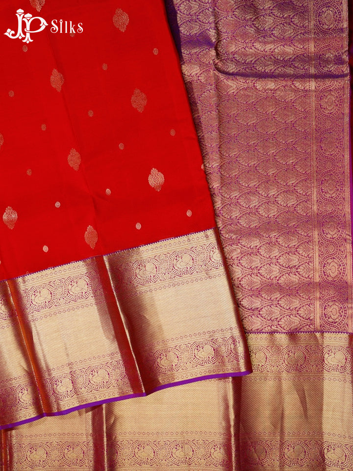 Red and Purple Pure Silk Mixed Saree - G325