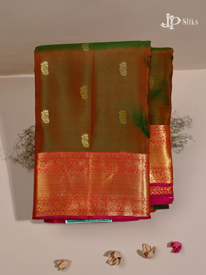 Mandhulir Green & Pink Pure Silk Mix Saree - G813-view-1