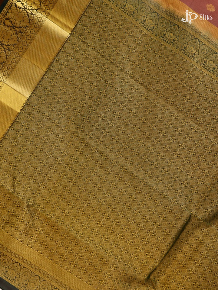 Bole Brown & Bottle Green Pure Silk MIx Saree - G836-view5