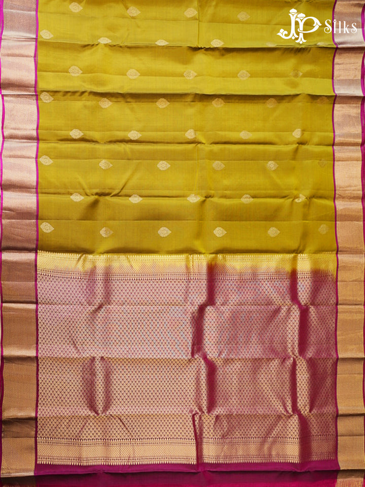 Mehandi Green & Dark Magenta Pure Silk Mix Saree - G929