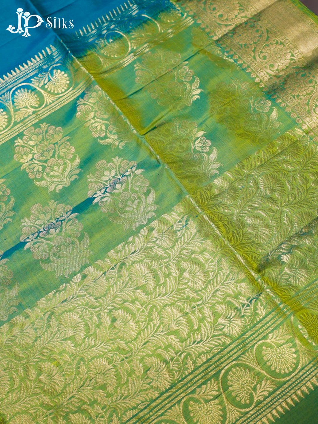 Peacock Green and Double Shade Green Soft Silk Saree - G355