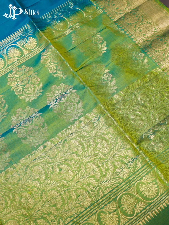 Peacock Green and Double Shade Green Soft Silk Saree - G355