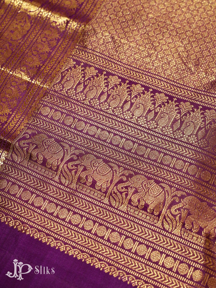 Dual Shade of Pink and Deep Purple Kanchipuram Silk Saree - G362 “View5”
