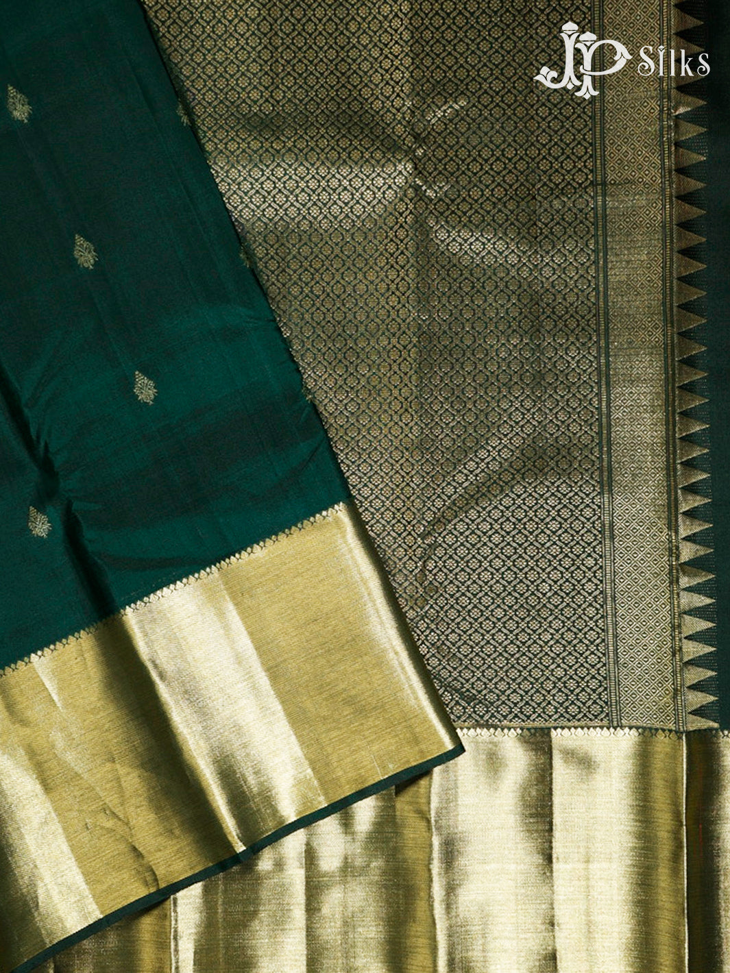 Bottle Green Kanchipuram Silk Saree -  G380 “View1”