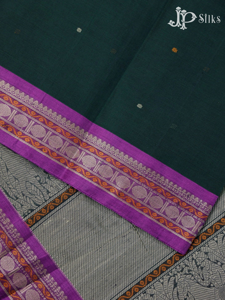 Bottle Green Kanchi Cotton Saree - D9703-view3