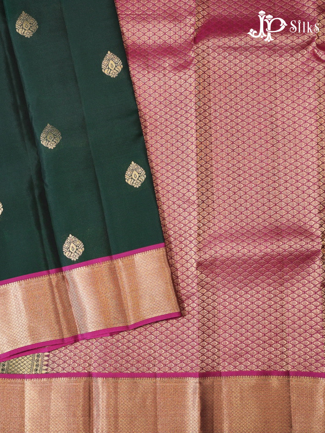 Bottle Green & Dark Magenta Pure Silk Mix Saree - G927