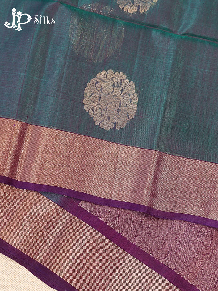 Dual shade of Blue And Deep Violet Kora Cotton Saree - G907