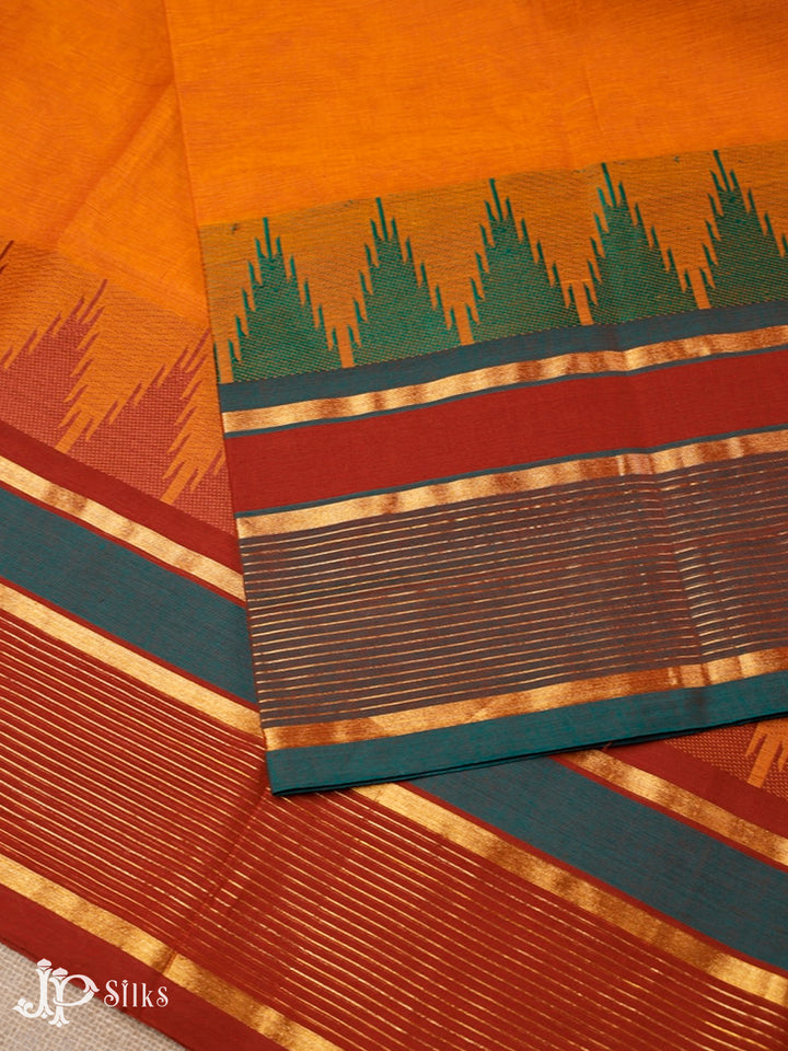 Dark Orange Cotton Saree - G94