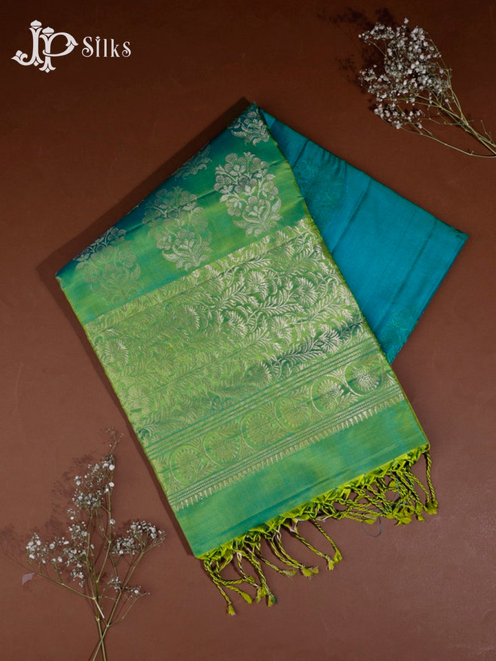 Peacock Green and Double Shade Green Soft Silk Saree - G355